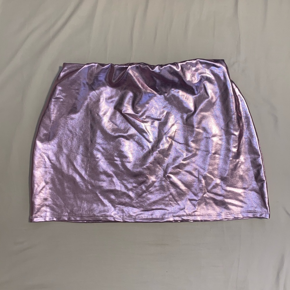 AKIRA - Pink Metallic / Chrome Mini Skirt